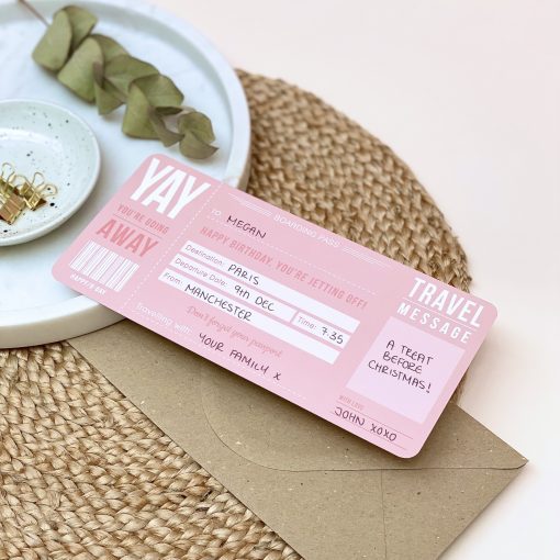 Pink Birthday Boarding Pass - Designed by Rodo Creative - Wedding stationery and greetings card design
