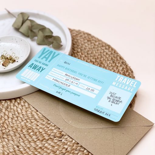Blue Birthday Boarding Pass - Designed by Rodo Creative - Wedding stationery and greetings card design