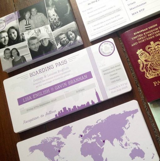 New York Boarding Pass Wedding Invitation - Designed by Rodo Creative in Manchester