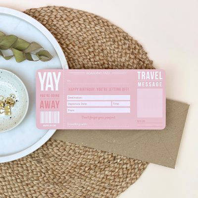 Pink Birthday Boarding Pass - Designed by Rodo Creative - Wedding stationery and greetings card design