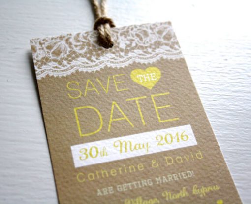 Lace Luggage Tag - Wedding Save the Date - Designed by Rodo Creative in Manchester
