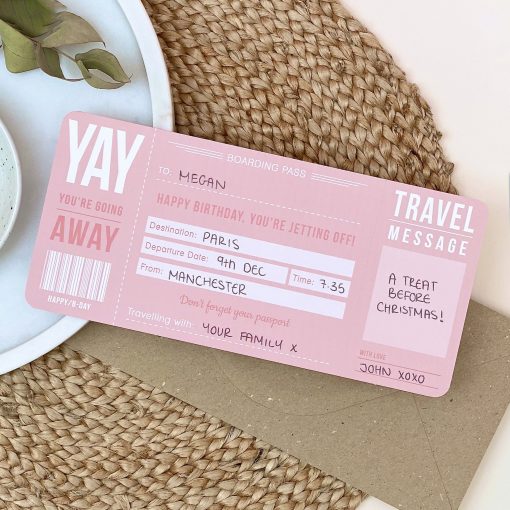 Pink Birthday Boarding Pass - Designed by Rodo Creative - Wedding stationery and greetings card design