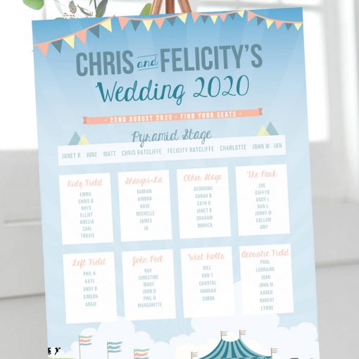 Festival Themed Table Plan - Designed by Rodo Creative in Manchester