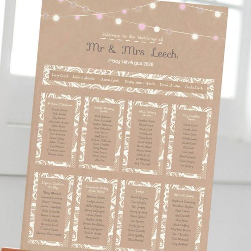 Festooned Lighting Lace Table Plan - Designed by Rodo Creative in Manchester