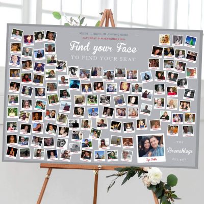 Photo Collage 'Find Your Face' Wedding Table Plan - Designed by Rodo Creative in Manchester