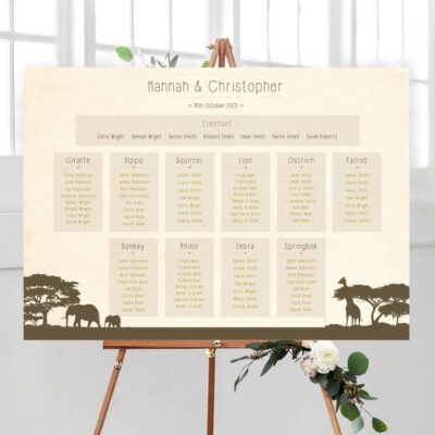 Safari Wedding Table Plan - Designed by Rodo Creative in Manchester
