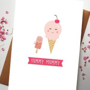 A Mothers Day Card with two ice creams saying Yummy Mummy designed by Rodo Creative