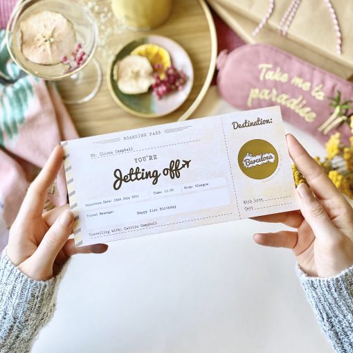 You're Jetting Off Scratch Off Boarding Pass - Designed by Rodo Creative
