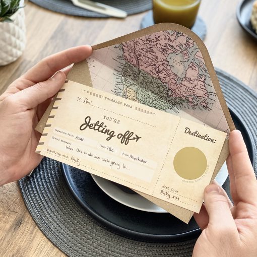 Jetting off Scratch off boarding pass travel gift - Designed by Rodo Creative