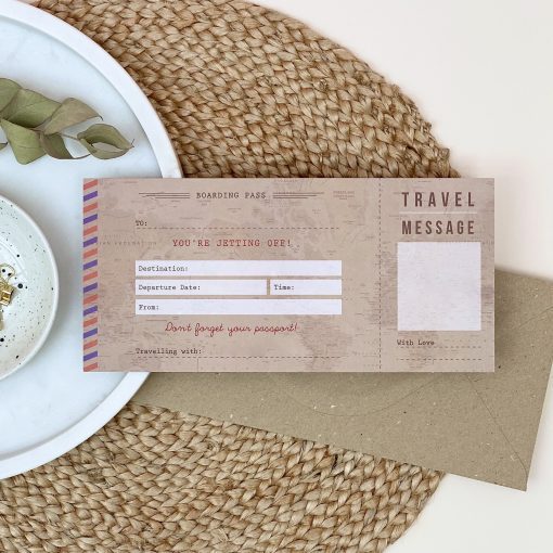Vintage Travel Boarding Pass - Designed by Rodo Creative - Wedding stationery and greetings card design