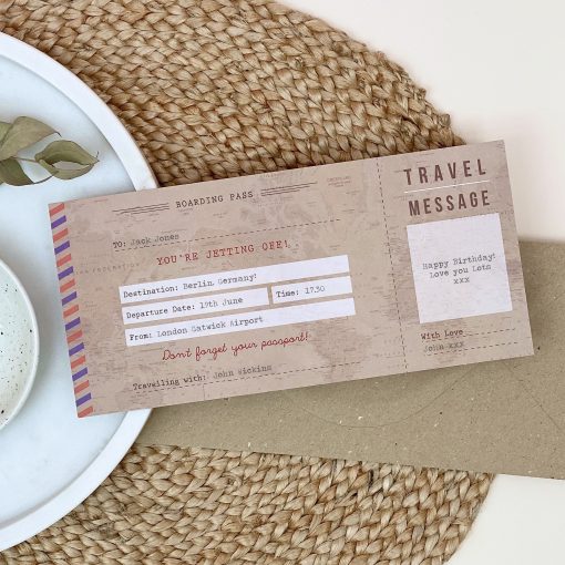 Vintage Travel Boarding Pass - Designed by Rodo Creative - Wedding stationery and greetings card design