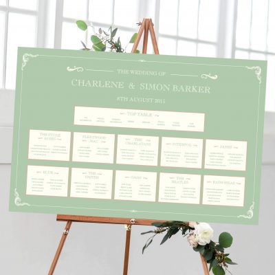 Sage Green Edwardian Table Plan - Designed by Rodo Creative in Manchester