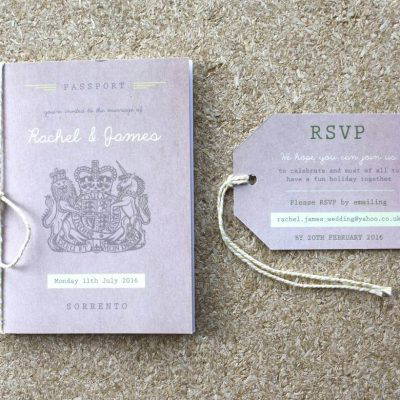 Passport Wedding Invitation Travel Booklet designed in Manchester by Rodo Creative