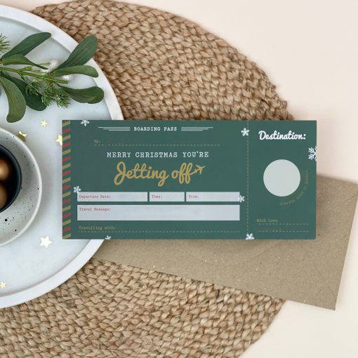 Christmas Jetting Off Scratch Off Boarding Pass - Designed by Rodo Creative