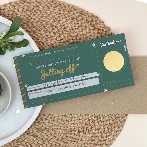 Christmas Jetting Off Scratch Off Boarding Pass - Designed by Rodo Creative