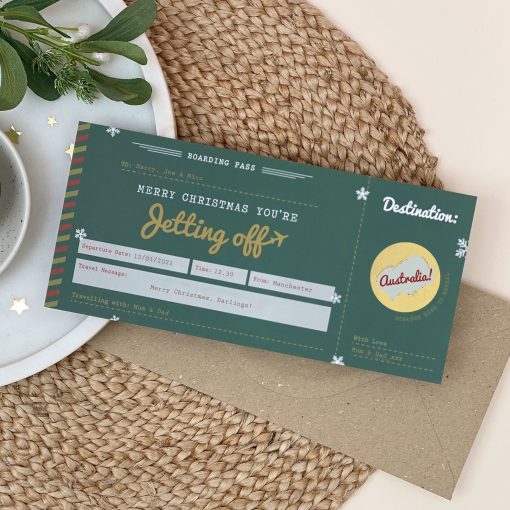 Christmas Jetting Off Scratch Off Boarding Pass - Designed by Rodo Creative