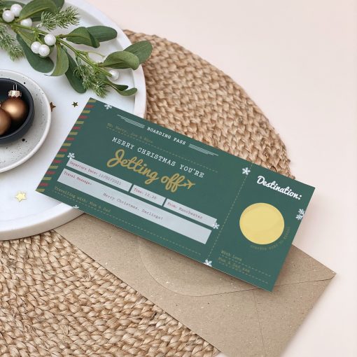 Christmas Jetting Off Scratch Off Boarding Pass - Designed by Rodo Creative