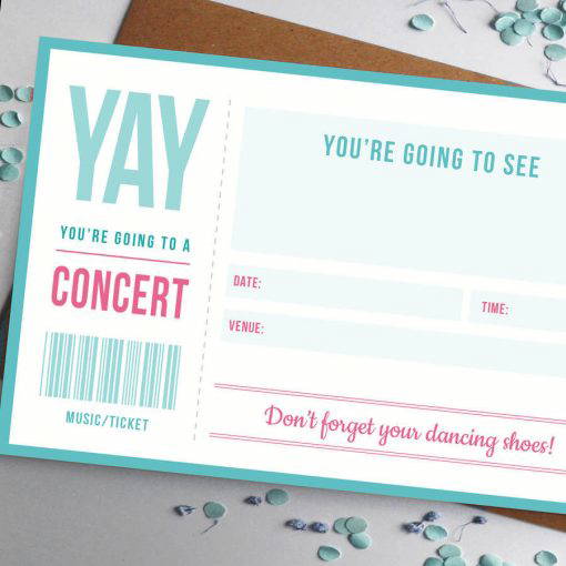 Music Ticket Gift for concert or gig by Rodo Creative