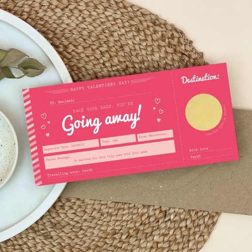 Valentines Jetting Off Scratch Card Boarding Pass - Designed by Rodo Creative