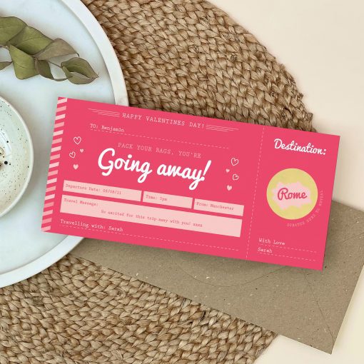 Valentines Jetting Off Scratch Card Boarding Pass - Designed by Rodo Creative