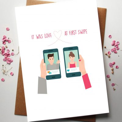 Love at first swipe Valentines day card by Rodo Creative