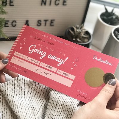 Valentines Jetting Off Scratch Card Boarding Pass - Designed by Rodo Creative