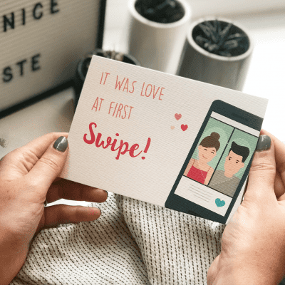 Internet Dating Card for Valentine's Day Love at First Swipe