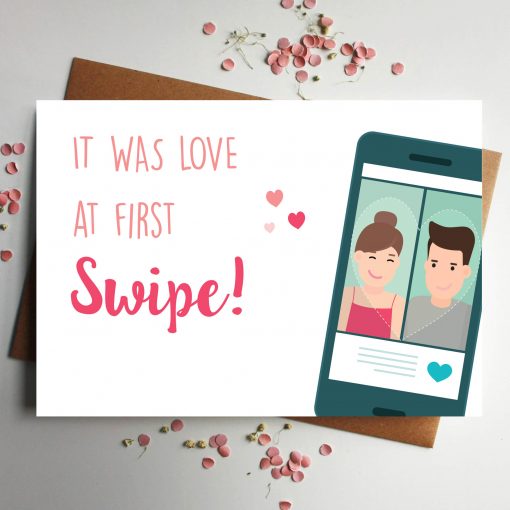 Love at first swipe Valentine's Day card by Rodo Creative