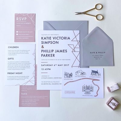 Geometric Foil Wedding Invites - Designed by Rodo Creative