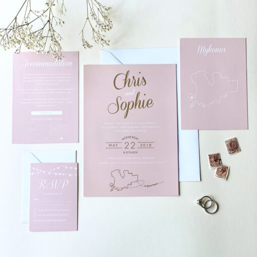 Luscious Type Blush And Gold Wedding Invites - Designed by Rodo Creative