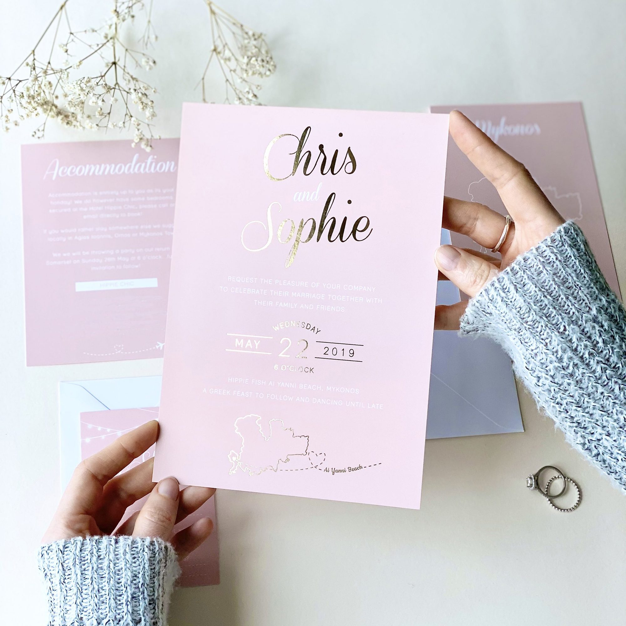 Luscious Type Blush And Gold Wedding Invites - Designed by Rodo Creative