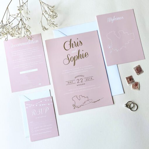 Luscious Type Blush And Gold Wedding Invites - Designed by Rodo Creative