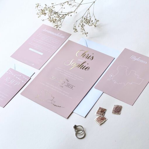 Luscious Type Blush And Gold Wedding Invites - Designed by Rodo Creative