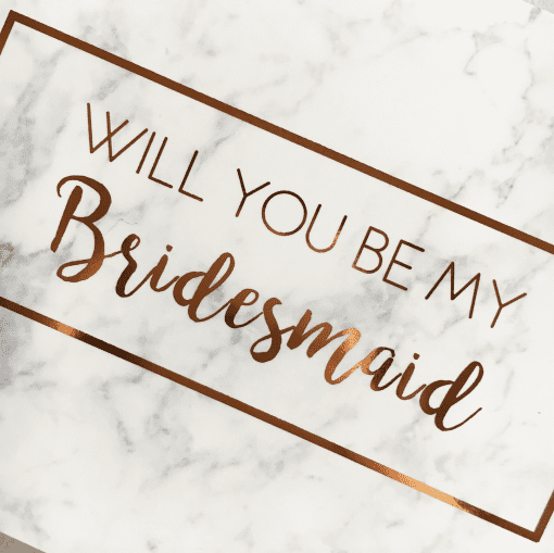 Bridesmaid Rose Gold foiled marble card - Designed by Rodo Creative