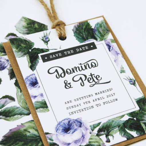 Wild Roses Save The Date Tag - Designed by Rodo Creative