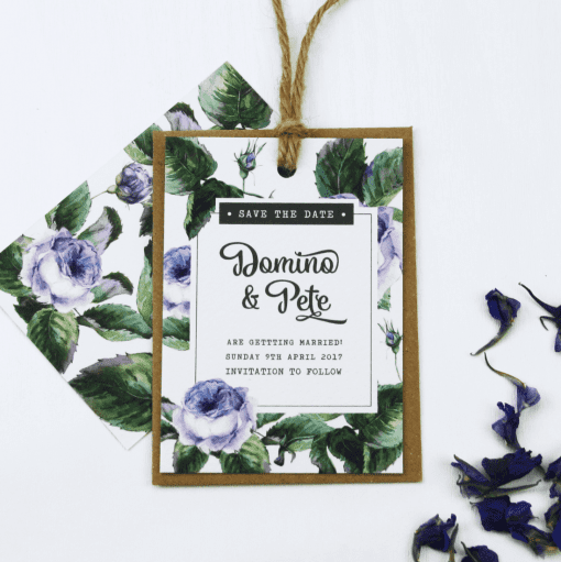 Wild Roses Save The Date Tag - Designed by Rodo Creative