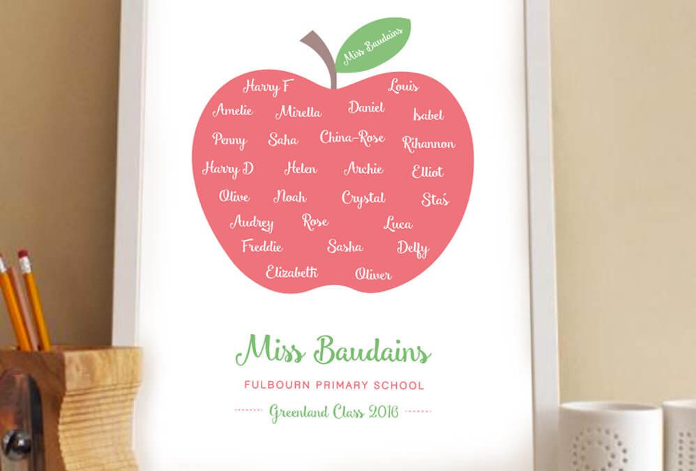 Personalised Teacher Gift Apple Print designed by Rodo Creative