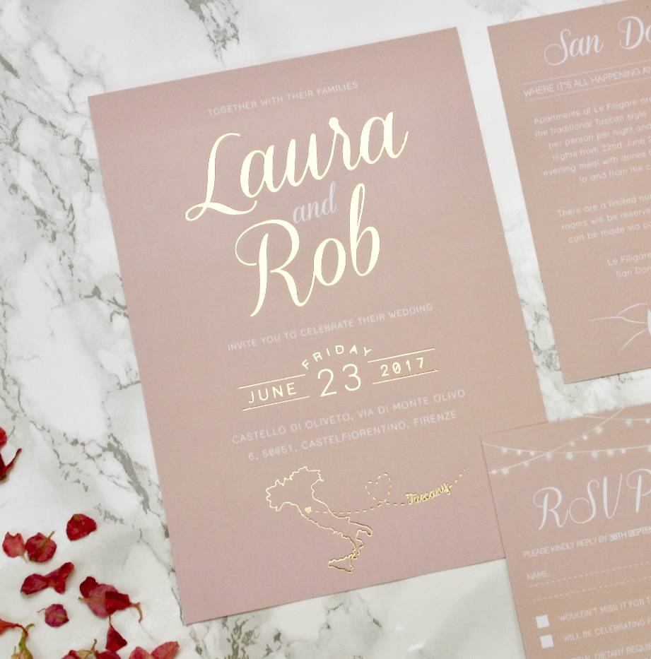 Luscious Type Blush And Gold Wedding Invites designed by
