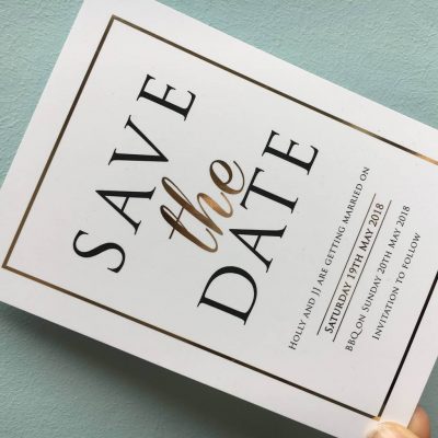 Modern gold foil save the dates designed by rodo creative.