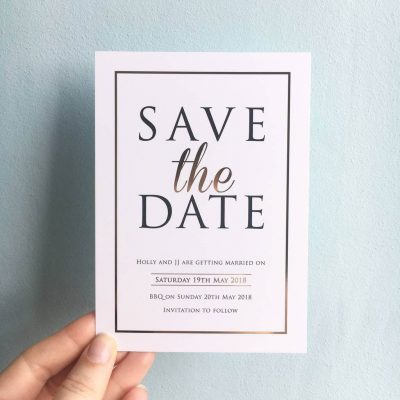Modern gold foil save the dates designed by rodo creative.