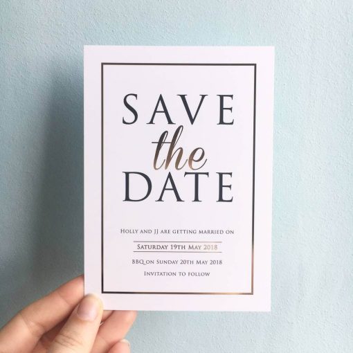 Modern gold foil save the dates designed by rodo creative.