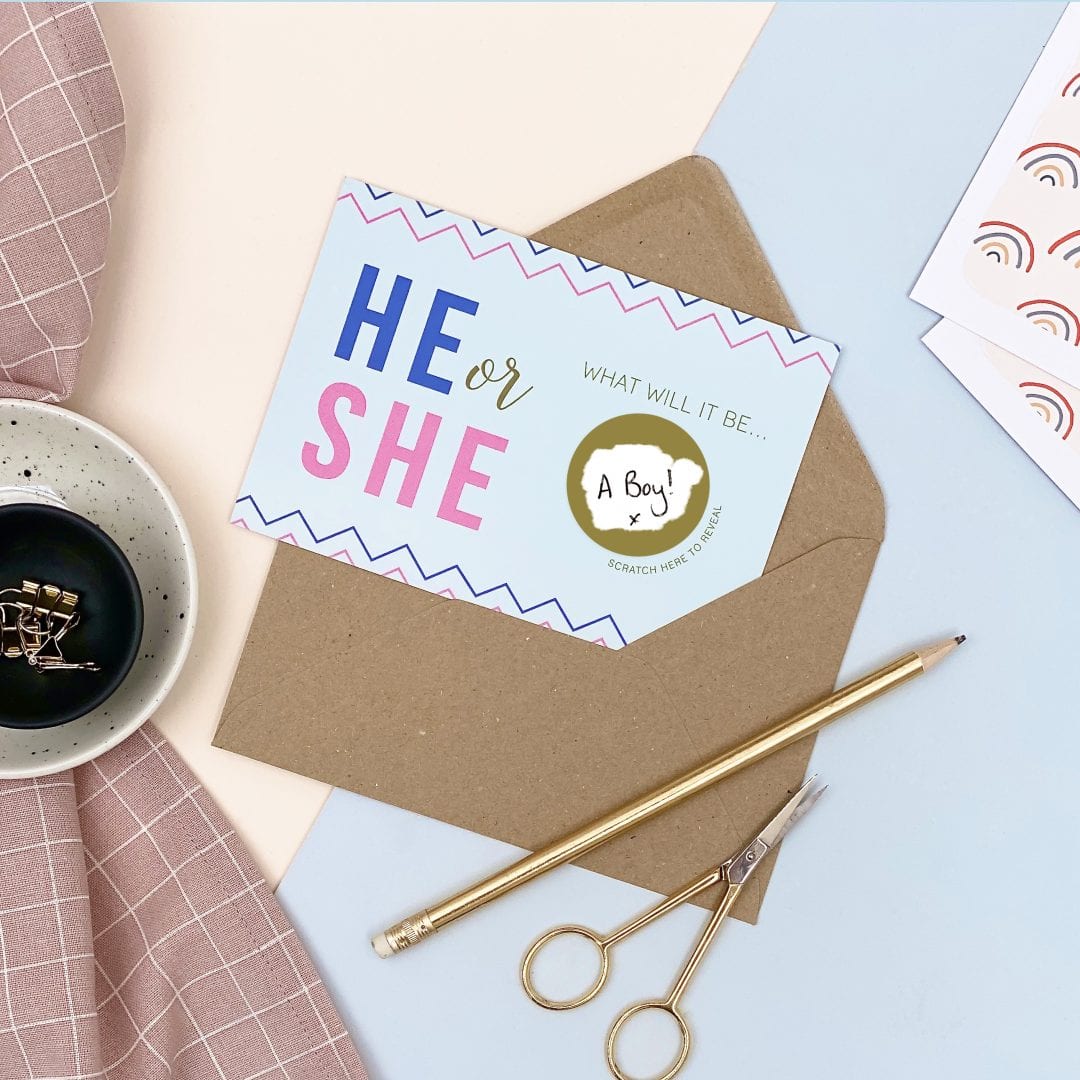 Baby Gender Announcement Scratch Reveal Card By Rodo Creative