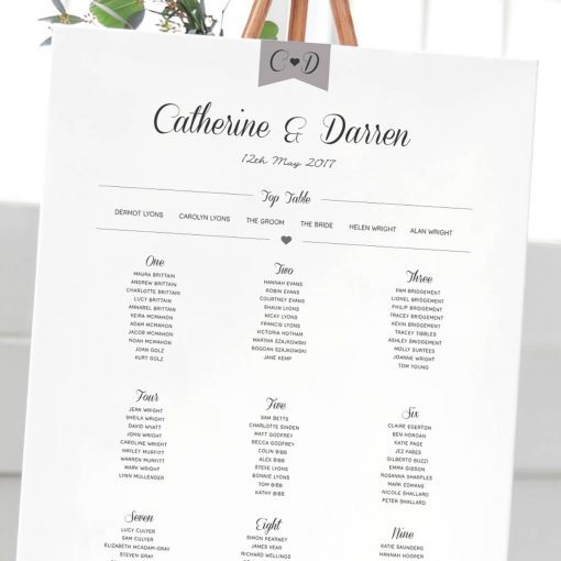 Elegant Type Table plan designed by Rodo Creative in Manchester