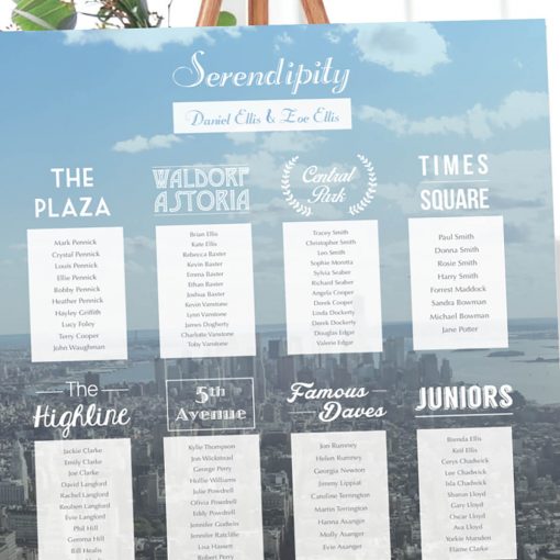 New York Table plan designed by Rodo Creative in Manchester