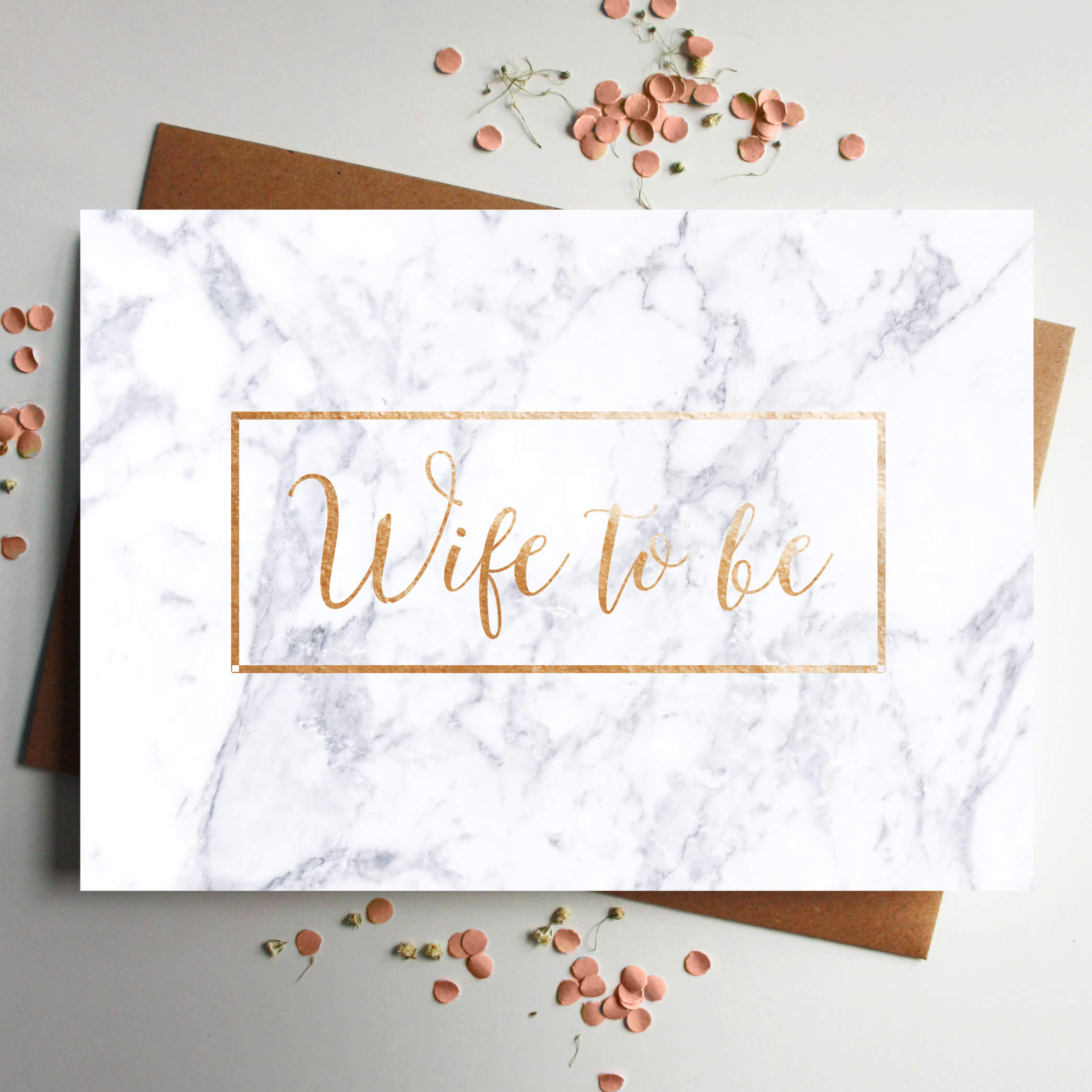 wife rose gold foil marble wedding card rodo creative