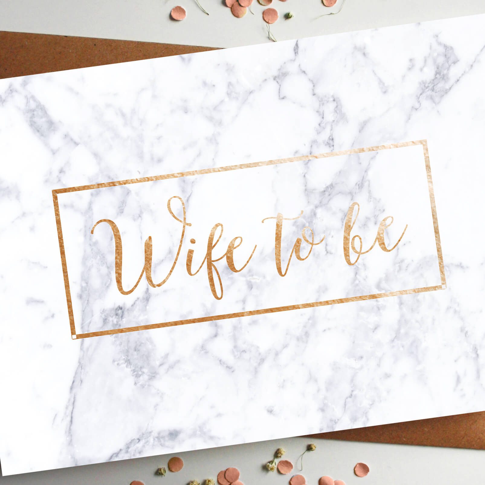 wife rose gold foil marble wedding card rodo creative