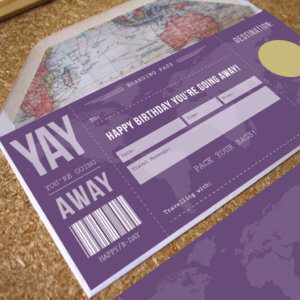 Birthday scratch off boarding pass designed by rodo creative