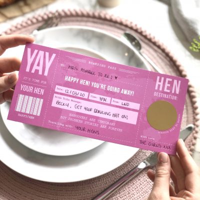 Hen Party Scratch Off Boarding Pass - Designed by Rodo Creative