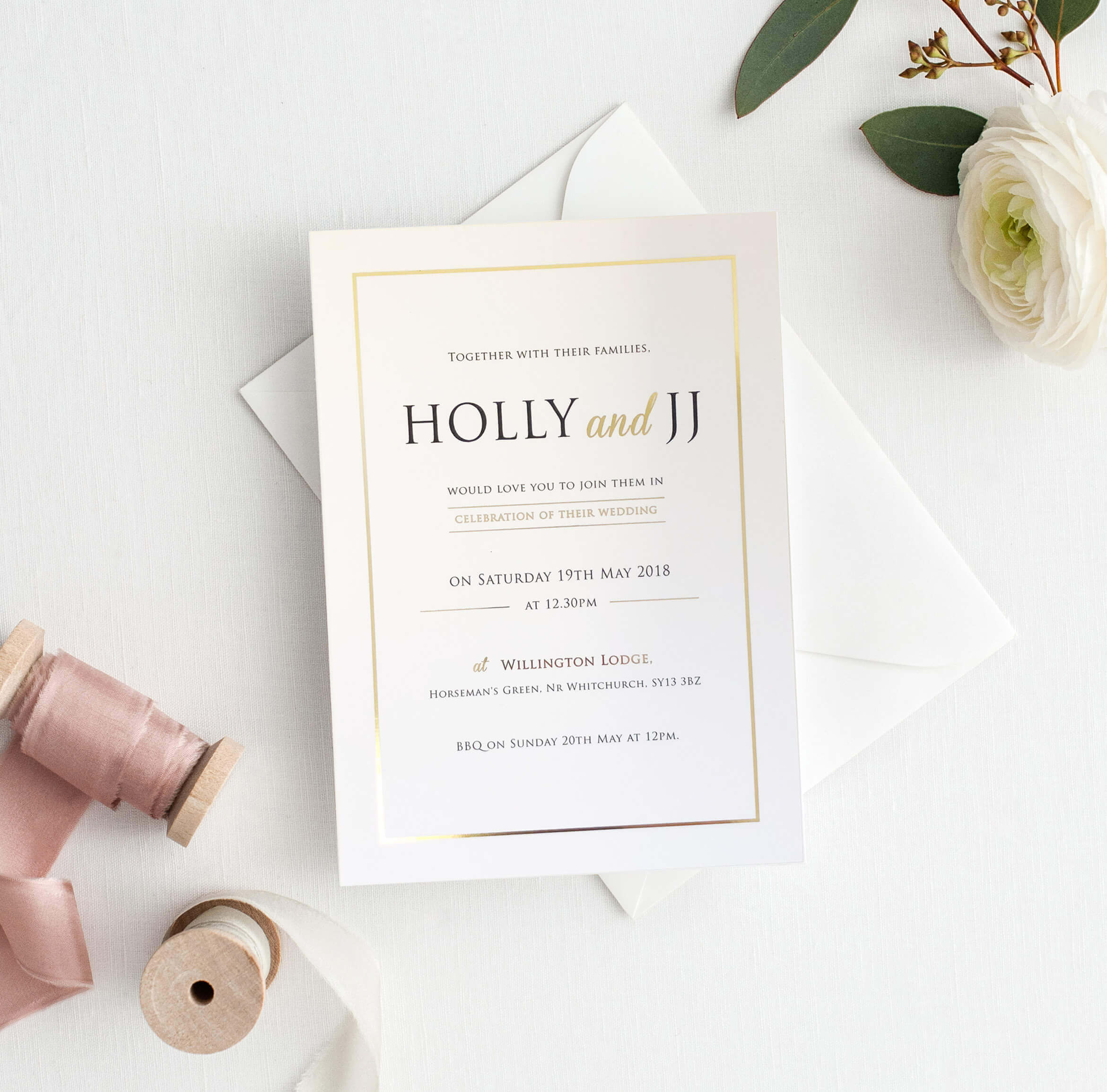 Modern gold foil Wedding Invitations Designed by Rodo Creative