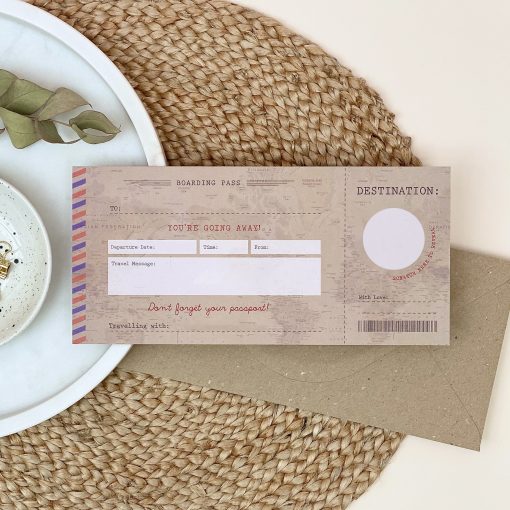 Vintage Scratch Off Boarding Pass Travel Gift - Designed by Rodo Creative